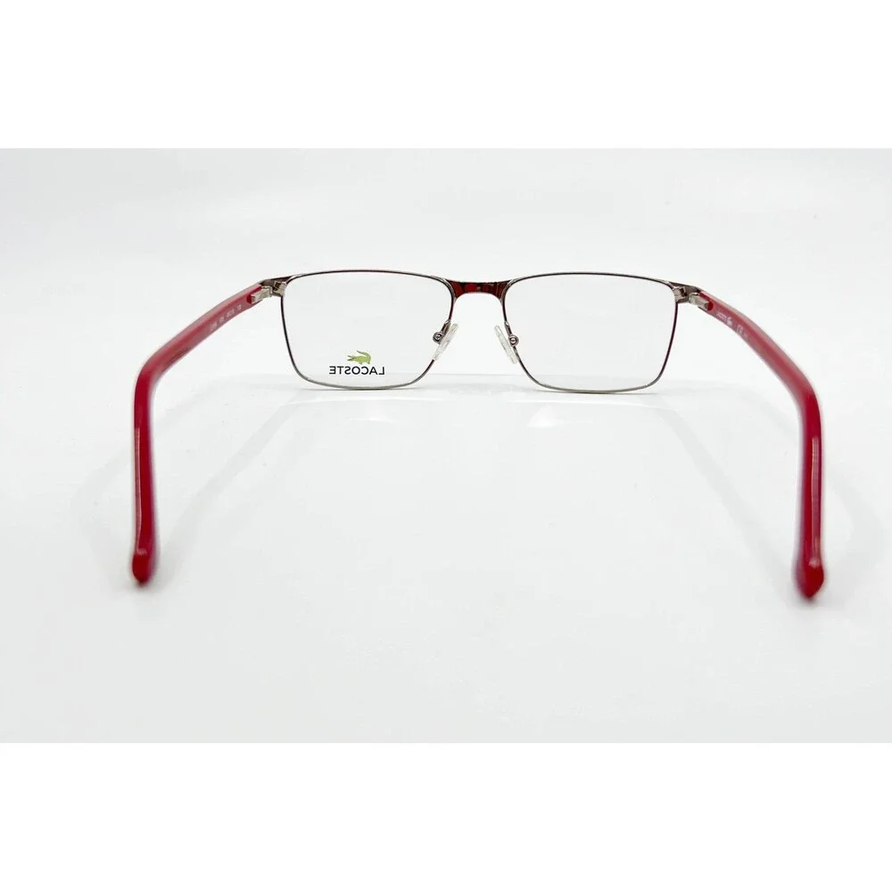 Lacoste Kids Eyeglasses L3106 615 Red Rectangle Full Rim Metal Frame 49-15